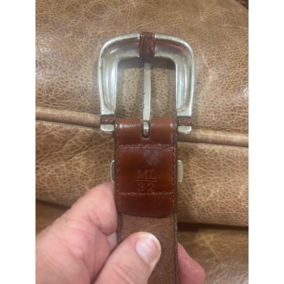 Brighton Leather Belt Western Engraved Silver Buckle Set Style 9A207 Size 32 ML - Picture 4 of 9